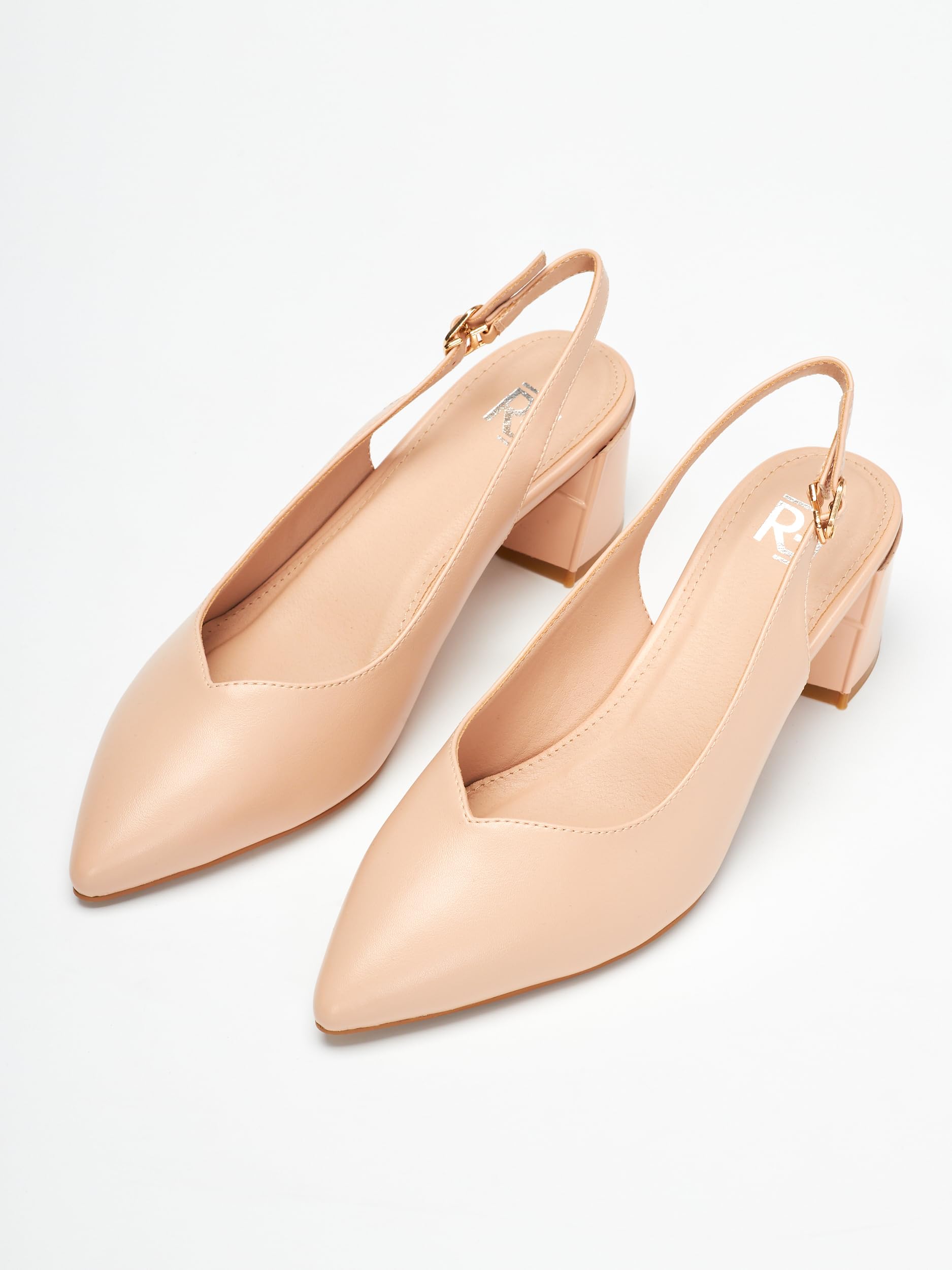 Pumps, scarpe da donna con tacco a blocco, 5,5 cm, morbida finta pelle scamosciata/similpelle, comode décolleté con tacco, bianco/nero/rosso/beige/nude/tortora, cinghie per la schiena