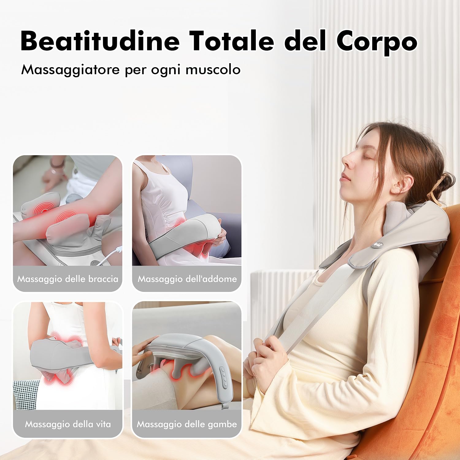Massaggiatore Cervicale, Massaggiatore Schiena e Collo con Funzione di Riscaldamento e 3 Velocità Regolabili, Natale Regali per Uomini, Donne, Mamma, Papà