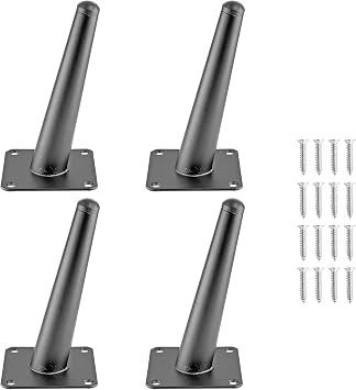 4pcs 6 Inch Furniture Legs, Oblique Conical Metal Legs Matte Black Mid-Century Style Furniture Feet for Sofa Cabinet Table Chair Cupboard Couch Ottoman Home DIY Projects