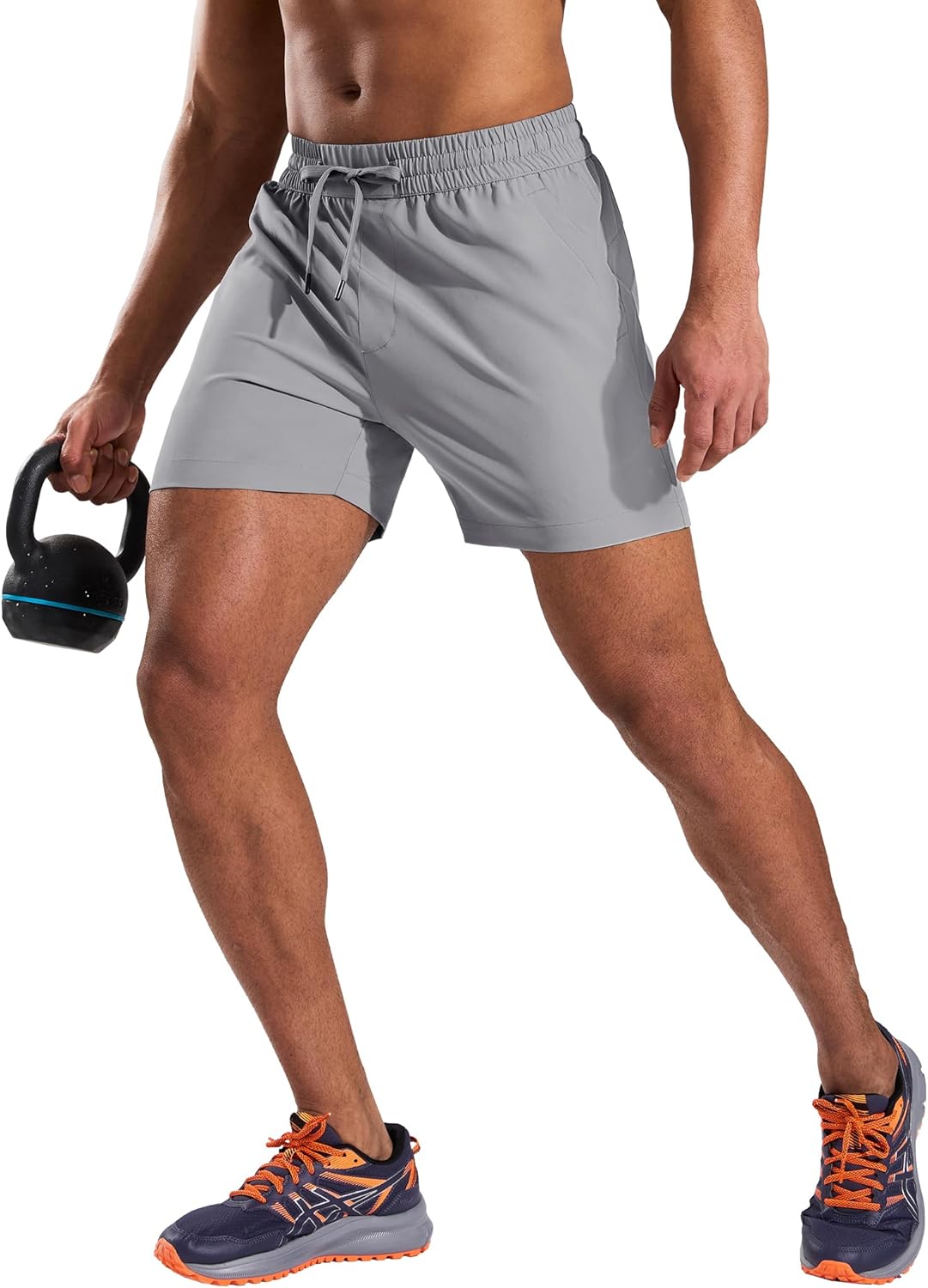 MIER Running Gym Shorts for Men 5 Inch Quick Dry Athletic Workout Shorts with Zipper Pockets, Elastic Waist, No Liner - Image 7