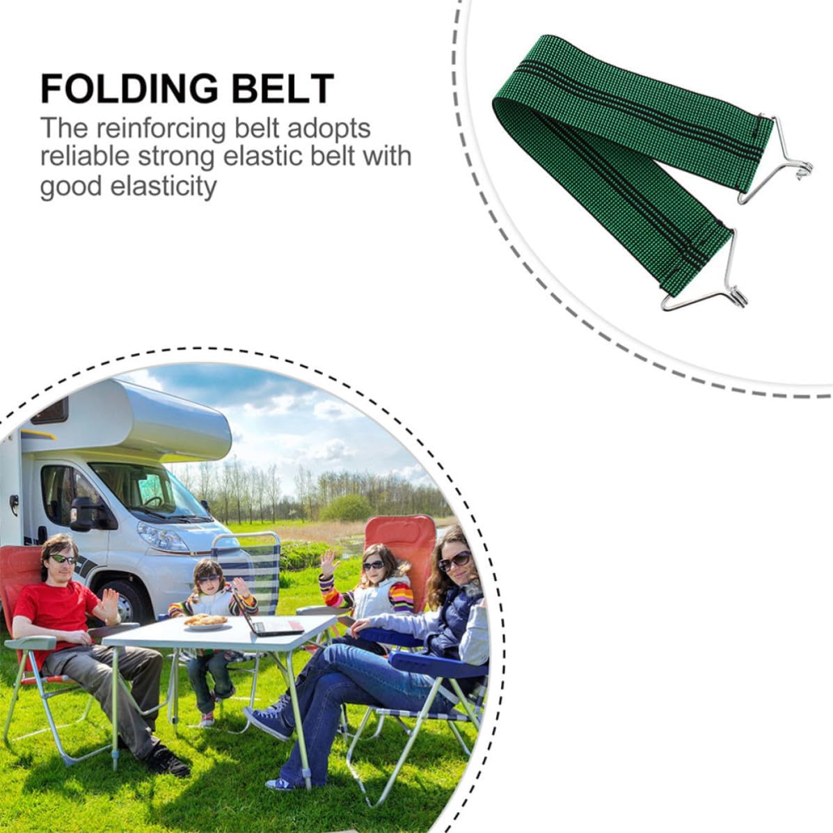 Hemoton 3pcs Foldable Chair Belts Thickened Elastic Cloth Anti-Crack Green