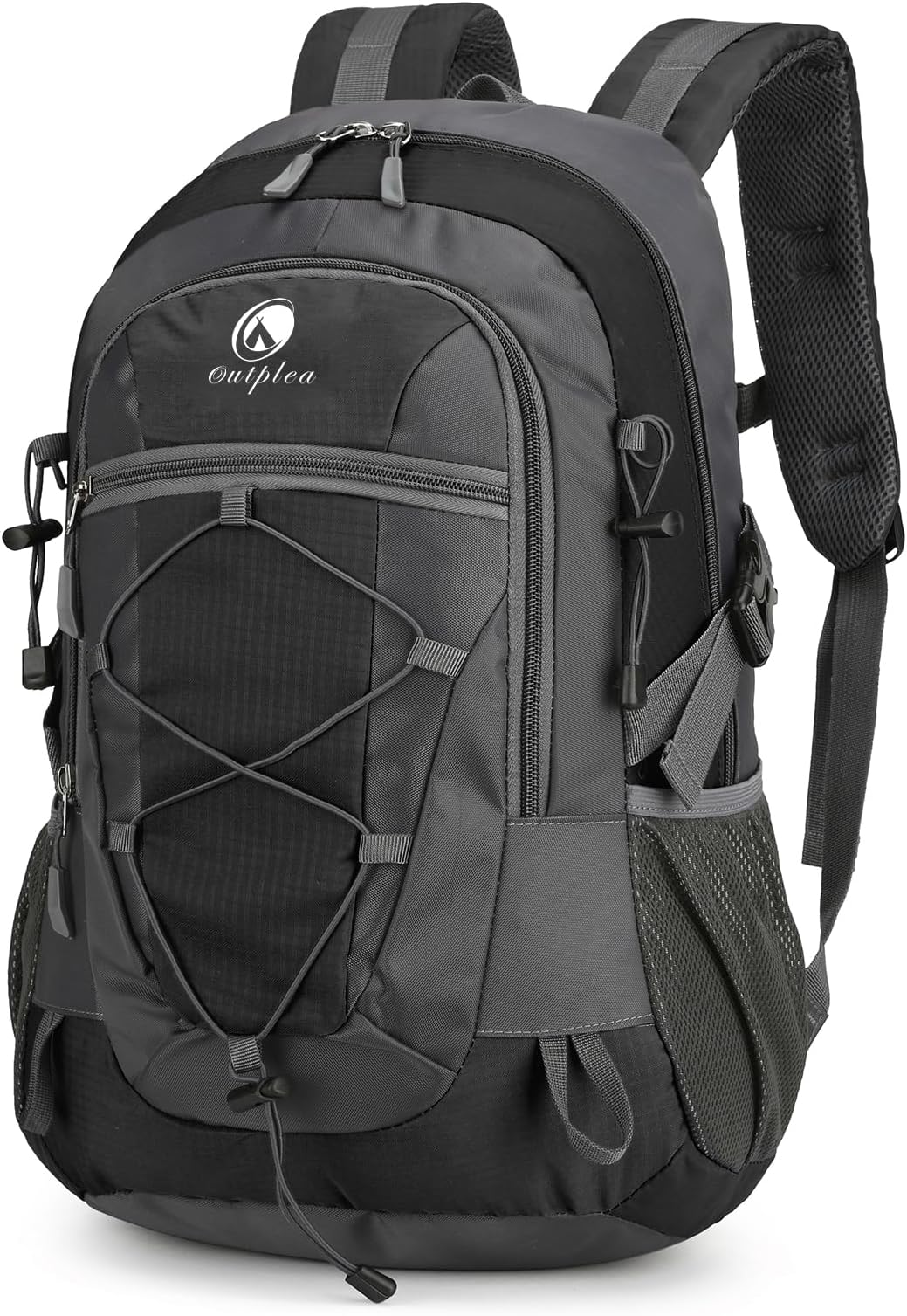 25L Hiking Backpack for Men Women, Waterproof Outdoor Rucksack Breathable for Walking Travel, Small Casual Daypack, Black