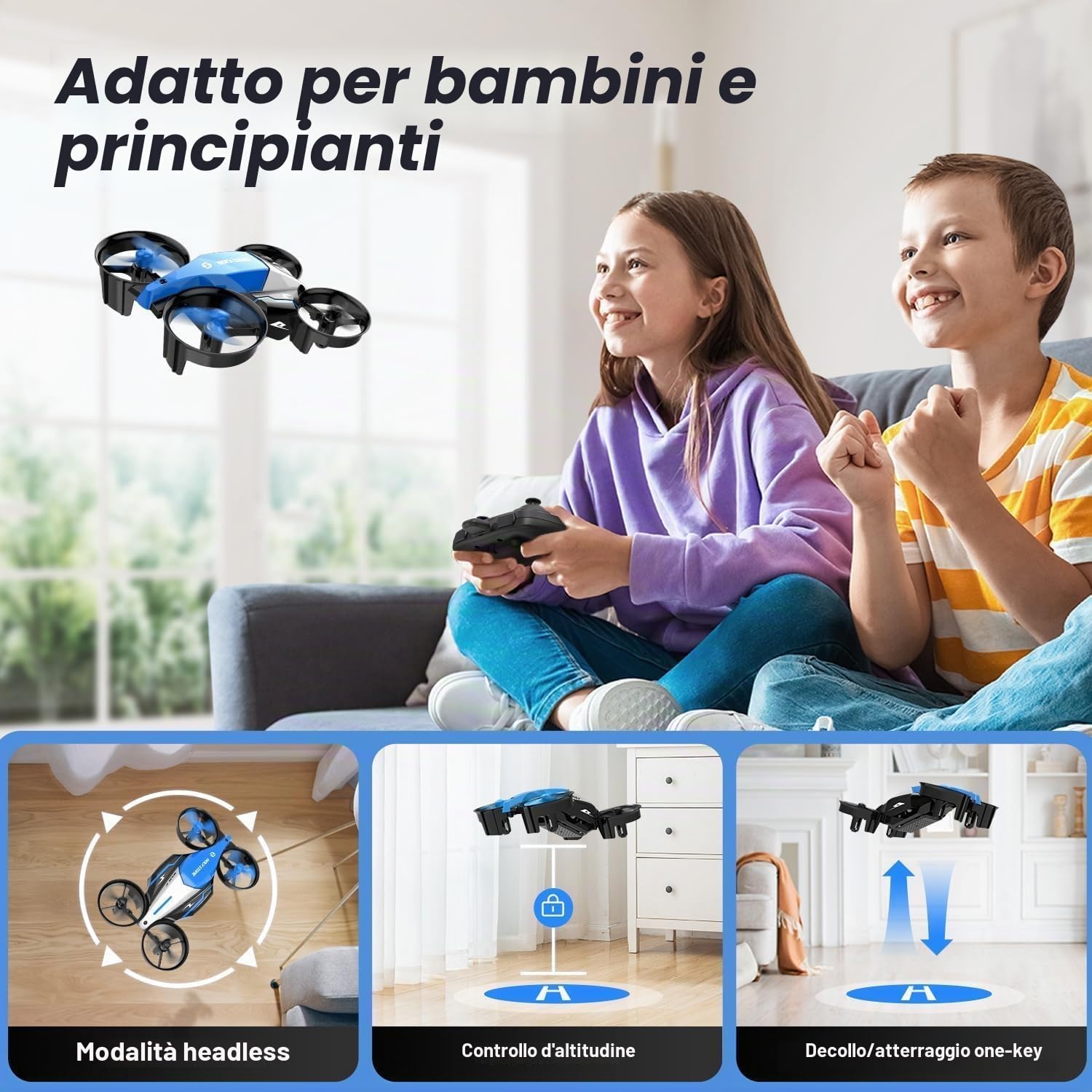 Holy Stone HS210F Drone per Bambini, RC 2 in 1 con Mantenimento Altitudine | con Flip 3D, 3 Velocità, Protezione Eliche, Facile da Pilotare, Regalo per Bambini