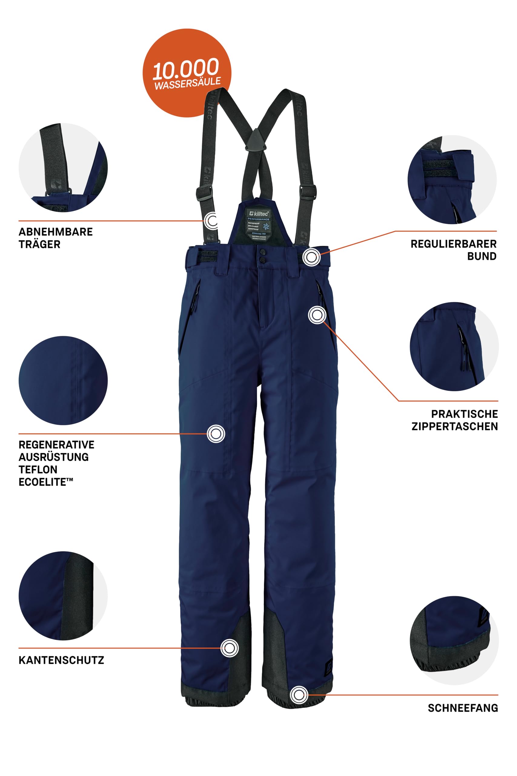 Killtec - Girls Skihose 242, Pantaloni da Sci con Pettorina Rimovibile e Protezione dei Bordi Bambine e Ragazze