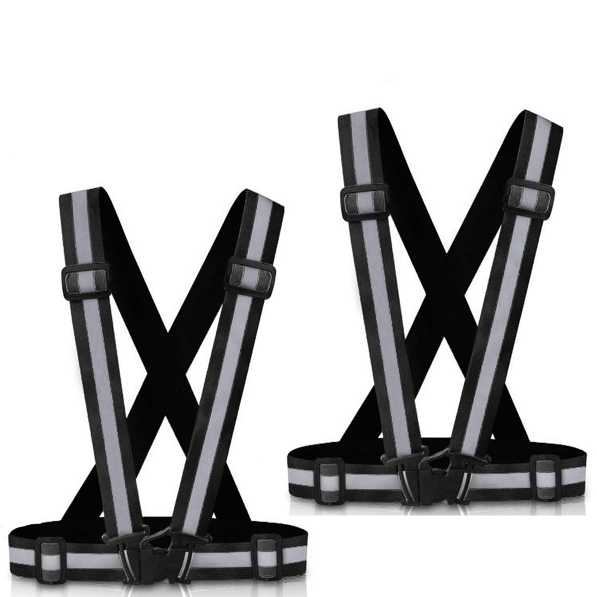 Hatash 2 Pack Reflective Vest with High Visibility, Black Safety Vest for Men, Women, Ideal for Running, Cycling, Field Work