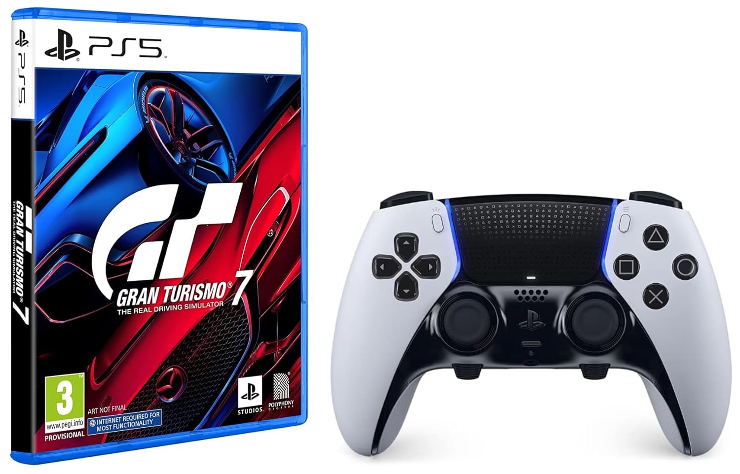 Sony DualSense Edge Wireless Controller (PlayStation 5) & Gran Turismo 7 | Standard Edition | PS5 Game (PlayStation 5) Sony DualSense Edge Wireless Controller (PlayStation 5) & Gran Turismo 7 | Standard Edition | PS5 Game (PlayStation 5)