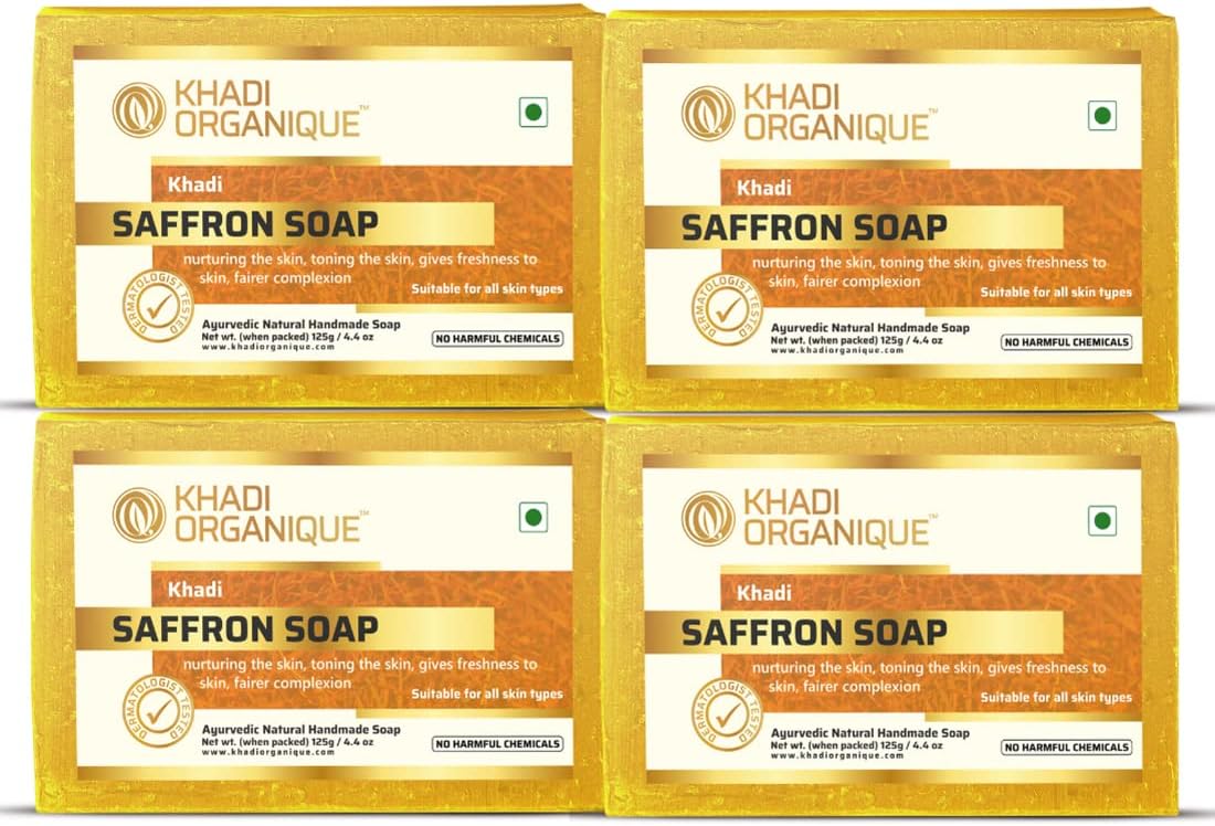 Khadi Organique Natural Herbal Saffron Soap Pack of 4