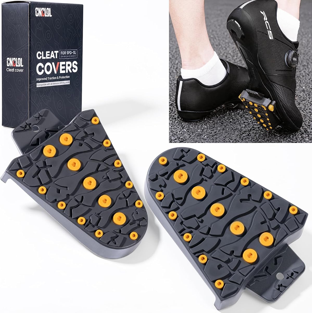 CNC SPD-SL Cleat Covers Set, Compatible with Shimano SM-SH10 SM-SH11 SM-SH12 SM-SH45, Road Bike Cleat Protector for Cycling Shoes