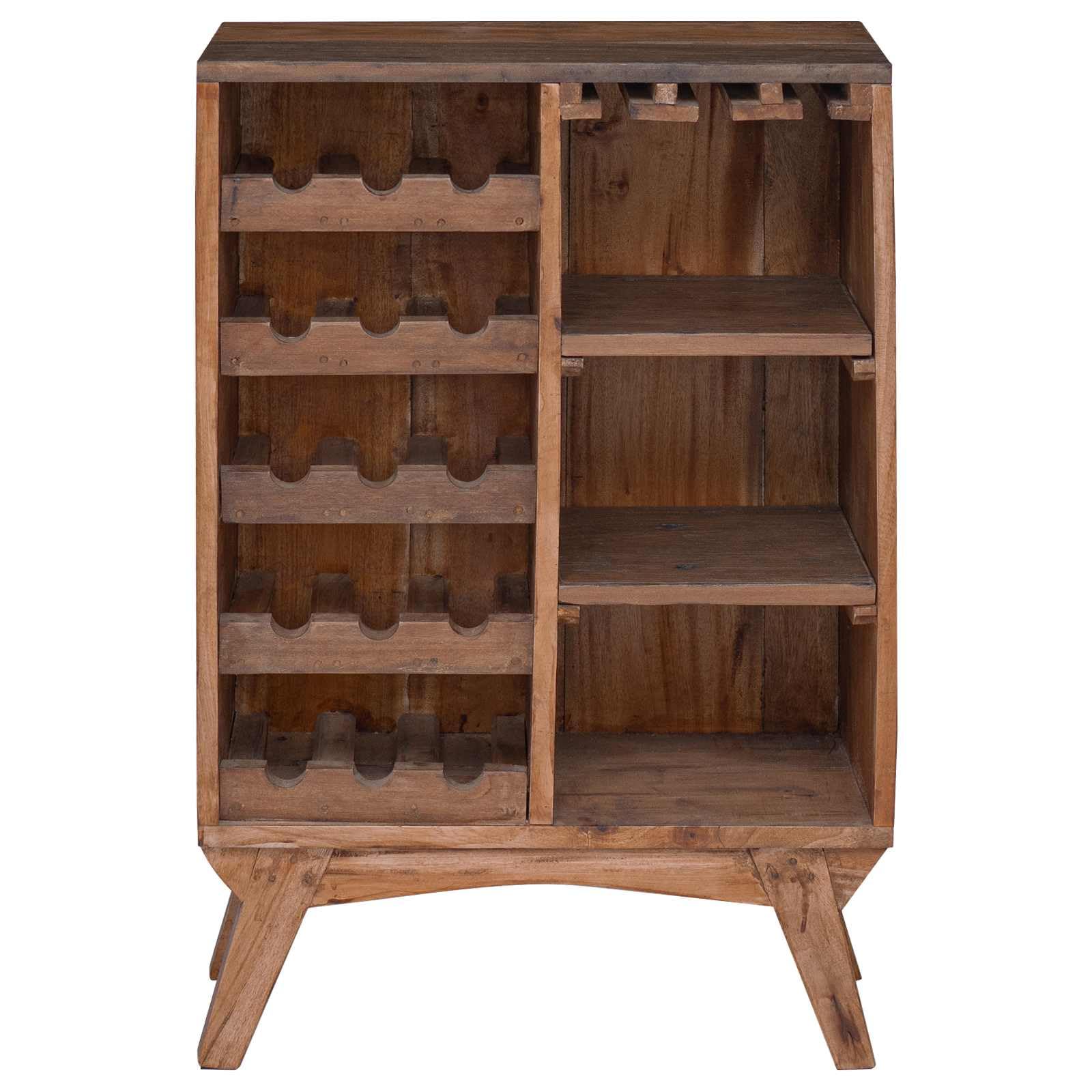 Portabottiglie in legno massiccio riciclato, 60 x 30 x 90 cm, stile rustico