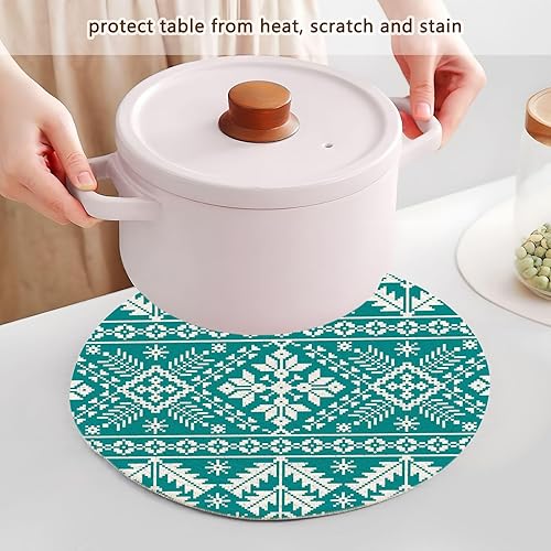 Miniatura 5 de 3 Pcs High Heat Trivet Christmas Green Pattern with Christmas Tree for Hot Dishes 15in Cotton Thread Weave Heat Resistant Mats for Stove Camper Must