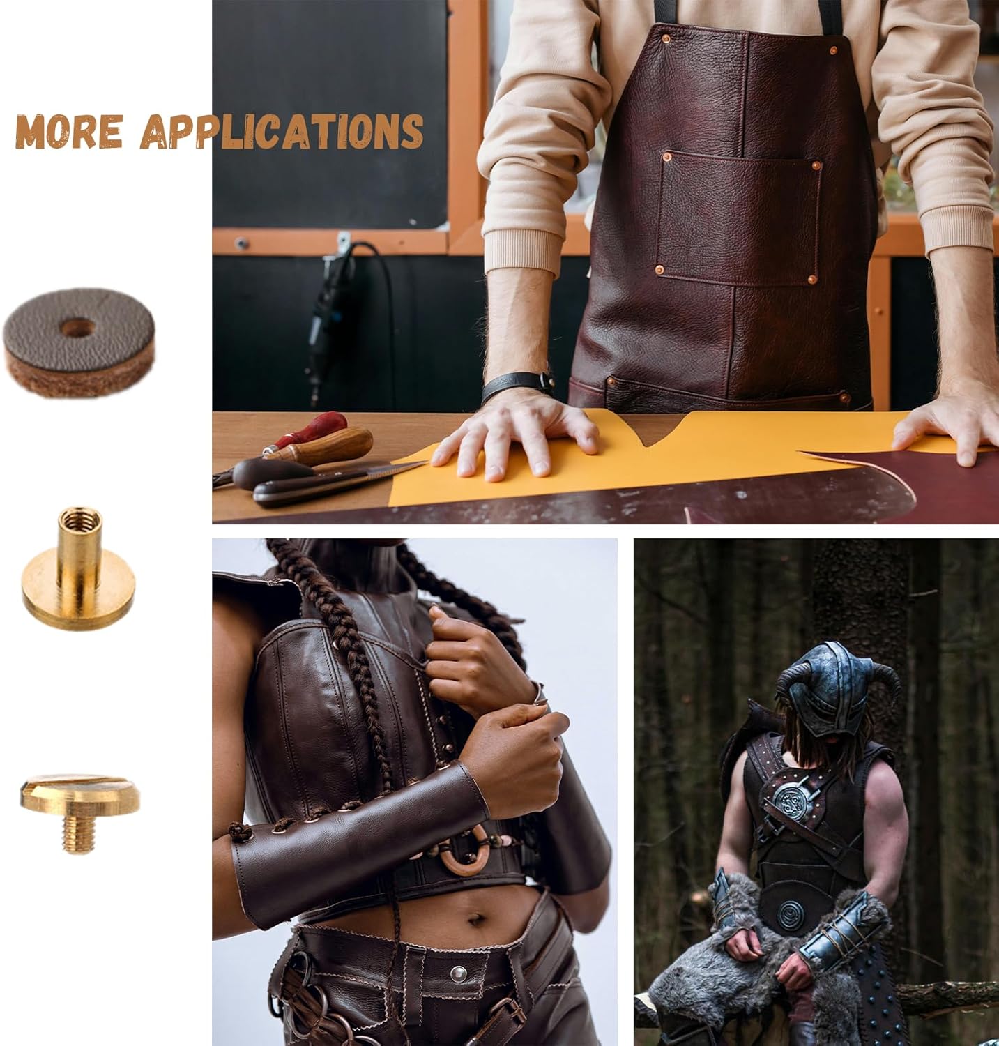 8 Pack Suspender Lock Set, Occidental Leather Suspender Straps Parts, Suspender Fastener Kit, Leather Suspender Snap Repair Kit for Occidental Leather Tool Bag Leather Vest Leather Belts