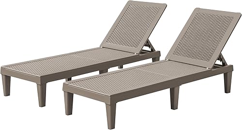 Miniatura 8 de Flamaker Sillas de descanso para exteriores, de polietileno, impermeables, con respaldo ajustable de 5 posiciones, fácil montaje, sillas de piscina