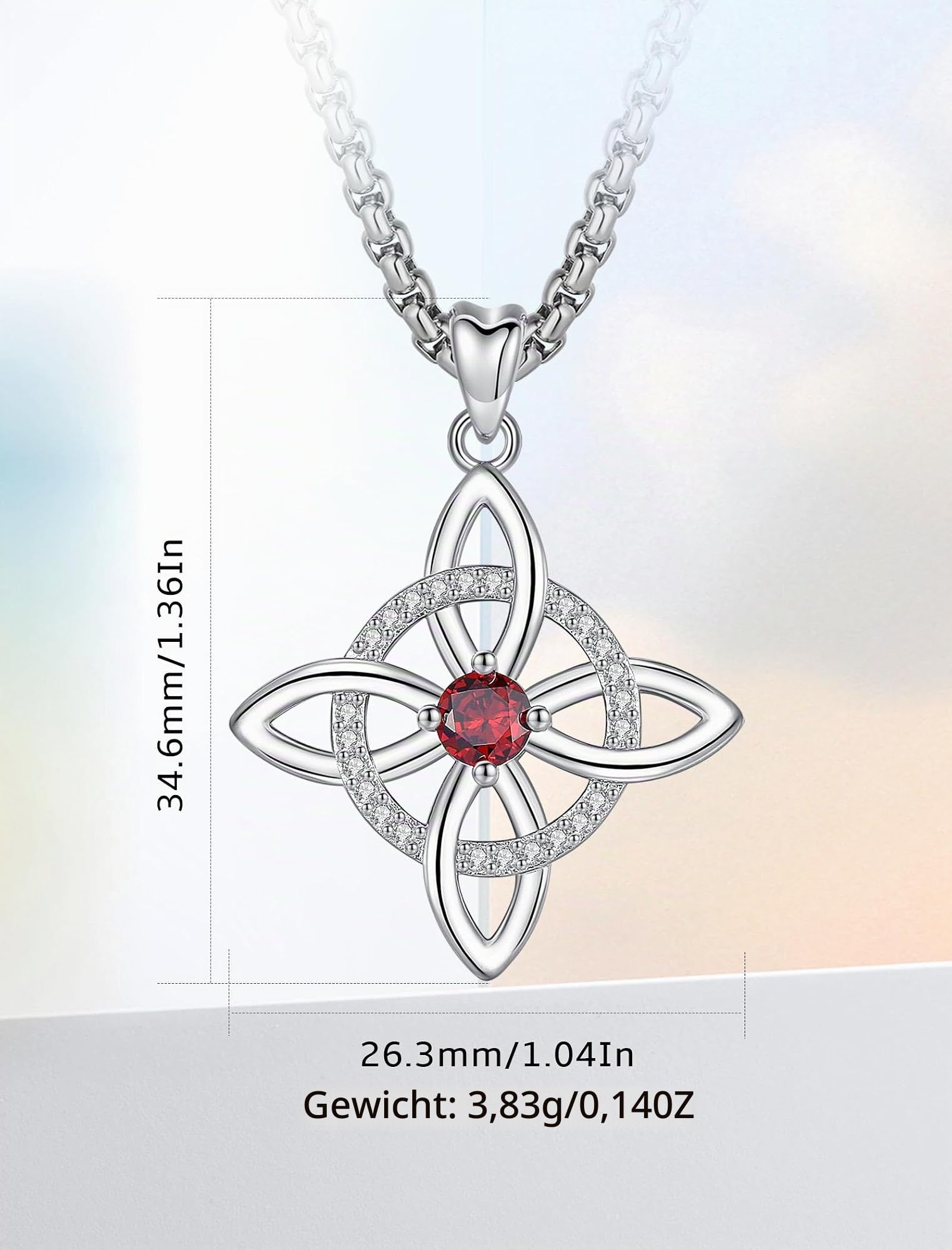 AEONSLOVE Hexenknoten Halskette Damen Silber 925 Irisch Keltischer Knoten Kette mit Geburtsstein Hexenanhänger Hexen Knoten Schmuck