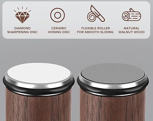 Miniatura 3 de Afilador de cuchillos magnético diseñado en Alemania con borde recto con tecnología de ángulo magnético de diamantes industriales con 15 y 20 grados