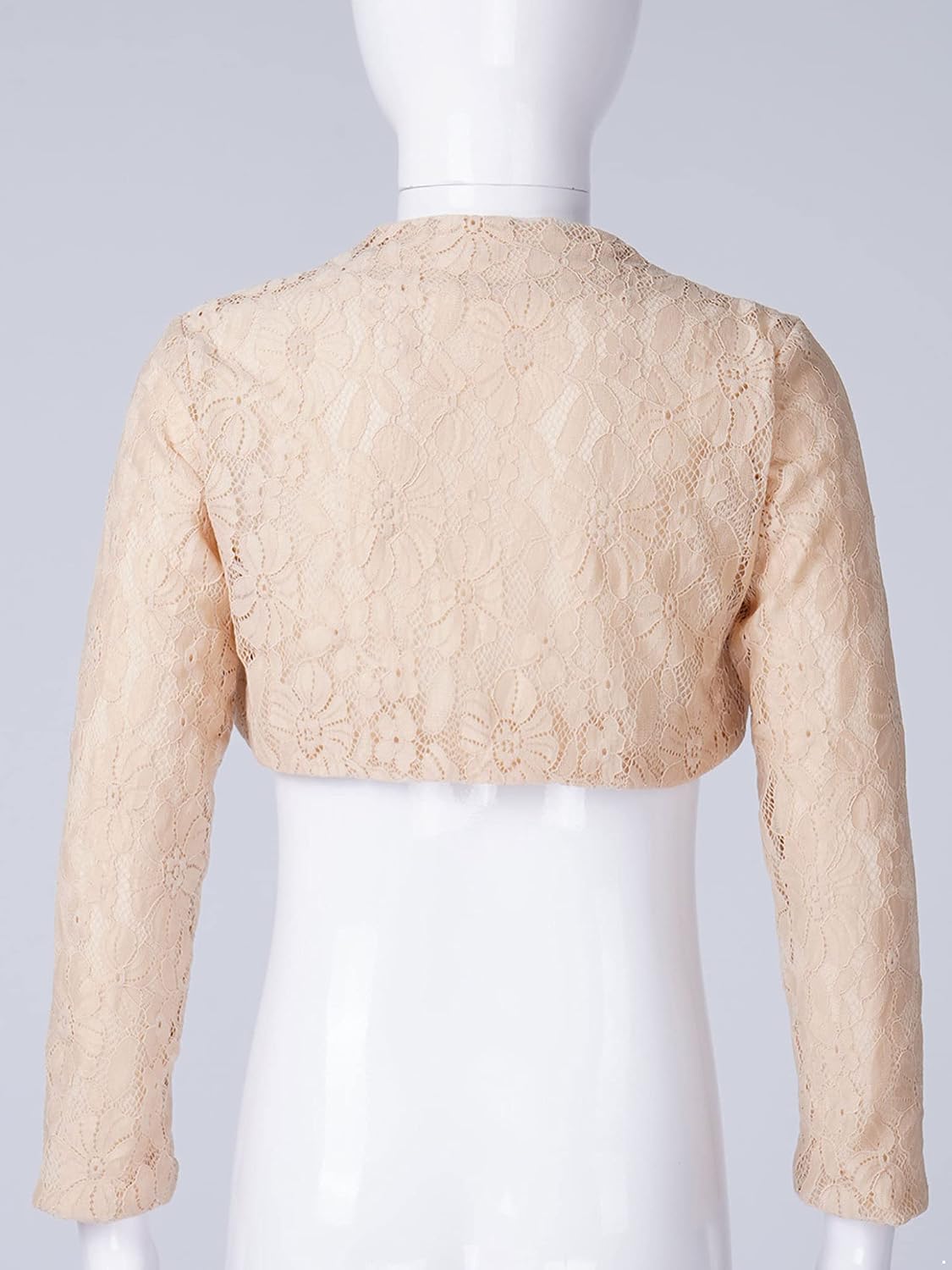 Jelory Flower Girls' Long Sleeve Cardigan Lace Floral Bolero Shrug Cropped Wedding Dress Cover Up