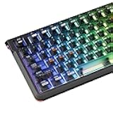 FunHub Black Transparent Keycaps,Clear Plastic Key Caps Cherry Profile RGB Backlit Shine Through Costum 115 Keys Set for 60 65 75 100 Percent Full Size for MX Switches Mechanical Gaming Keyboard