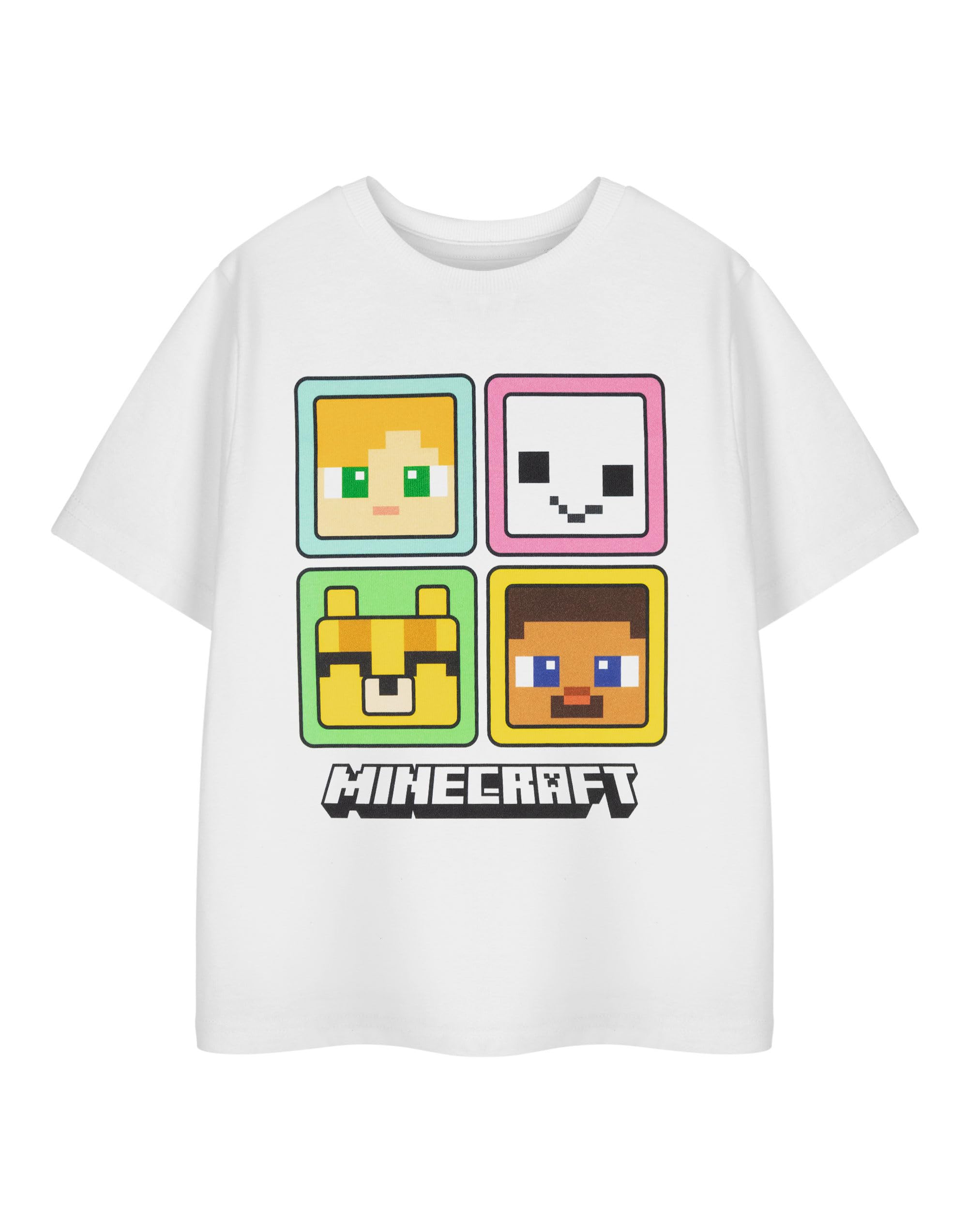 Vanilla Underground Girls White Minecraft Squares Short Sleeved T-Shirt - 9-10 Years