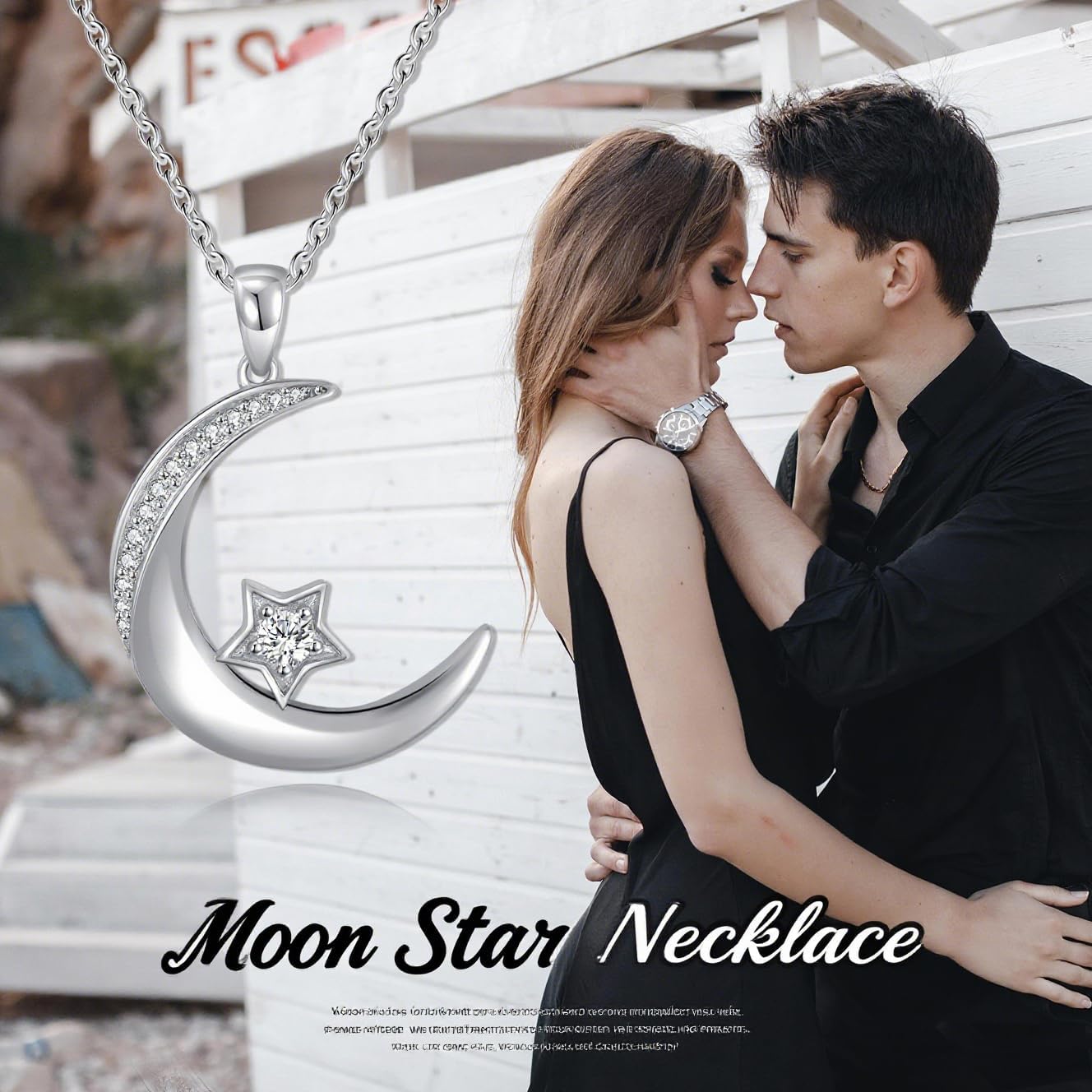 Moon and Star Necklace, 925 Sterling Silver Moissanite Crescent Star Pendant, Gifts for Women Mom Wife, Adjustable Chain 18+2 - Image 6