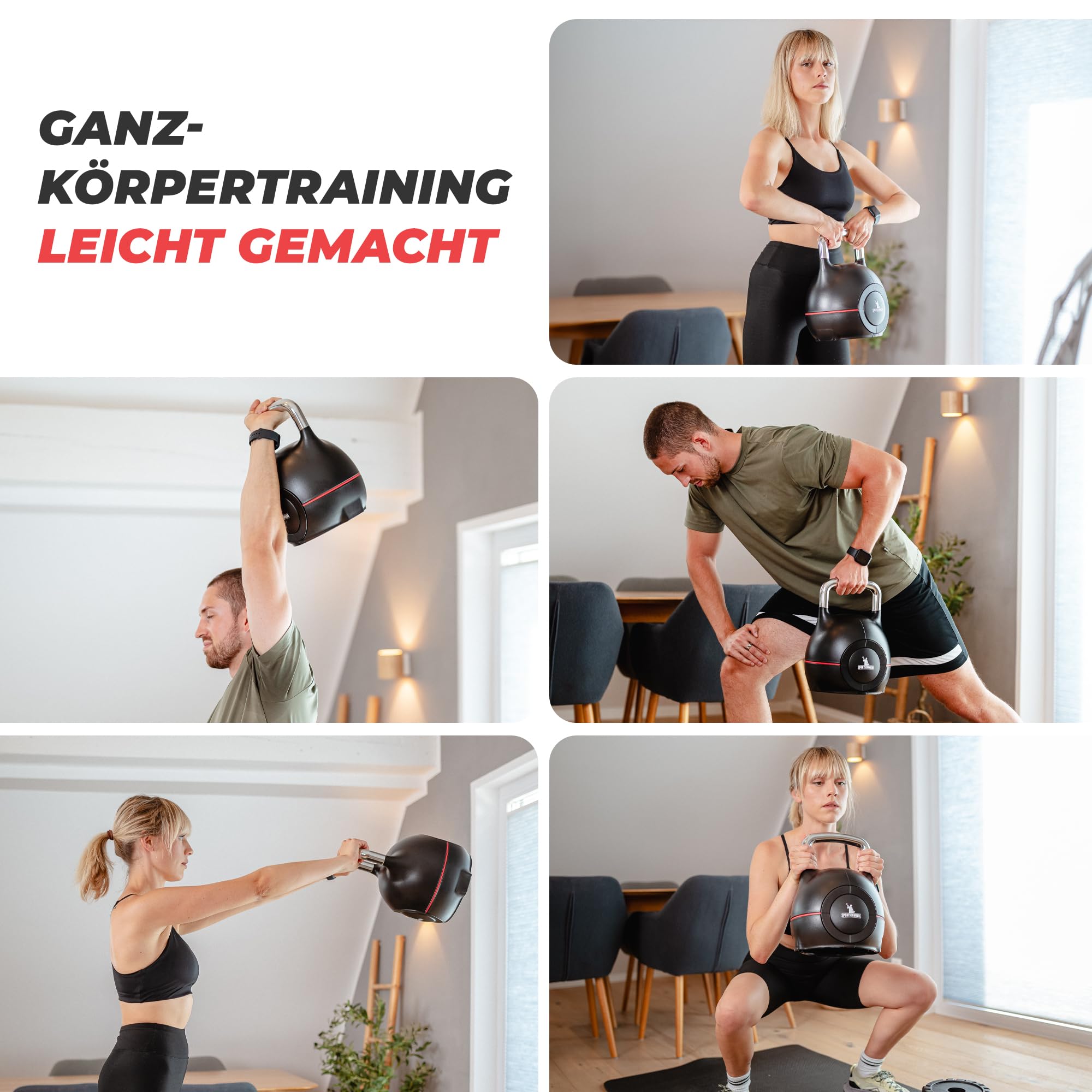SPORTSCHMIEDE Kettlebell [Verstellbar] 2-20 kg Hanteln Set Gewichte Hantel für Home Gym | Hantelset Fitnessgeräte für Zuhause | Dumbbells Sportgeräte Zuhause Kugelhantel Gewicht Hantel Set
