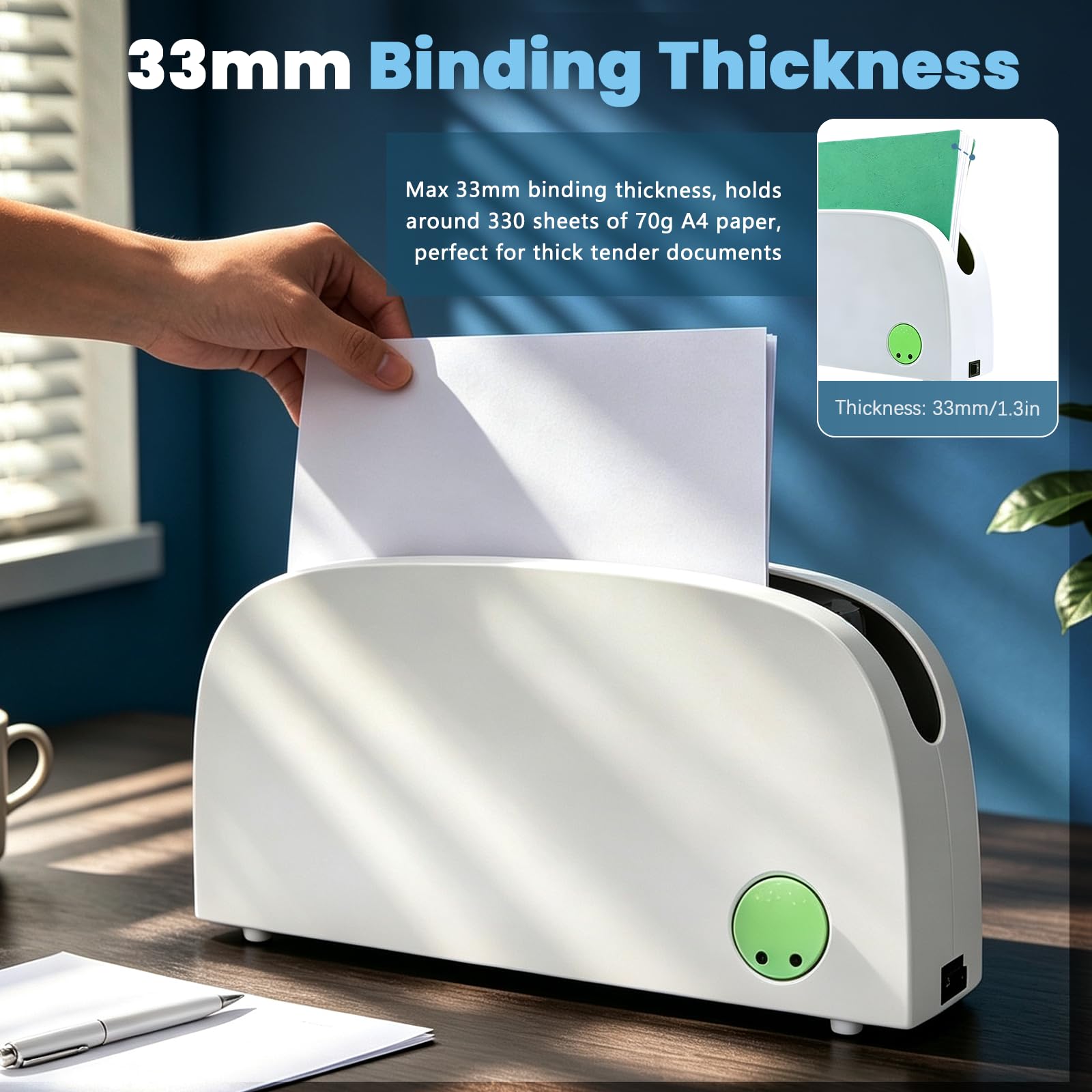 Relieuse Thermique, Machine à Relier 250 W avec Épaisseur Maximale 33 mm
