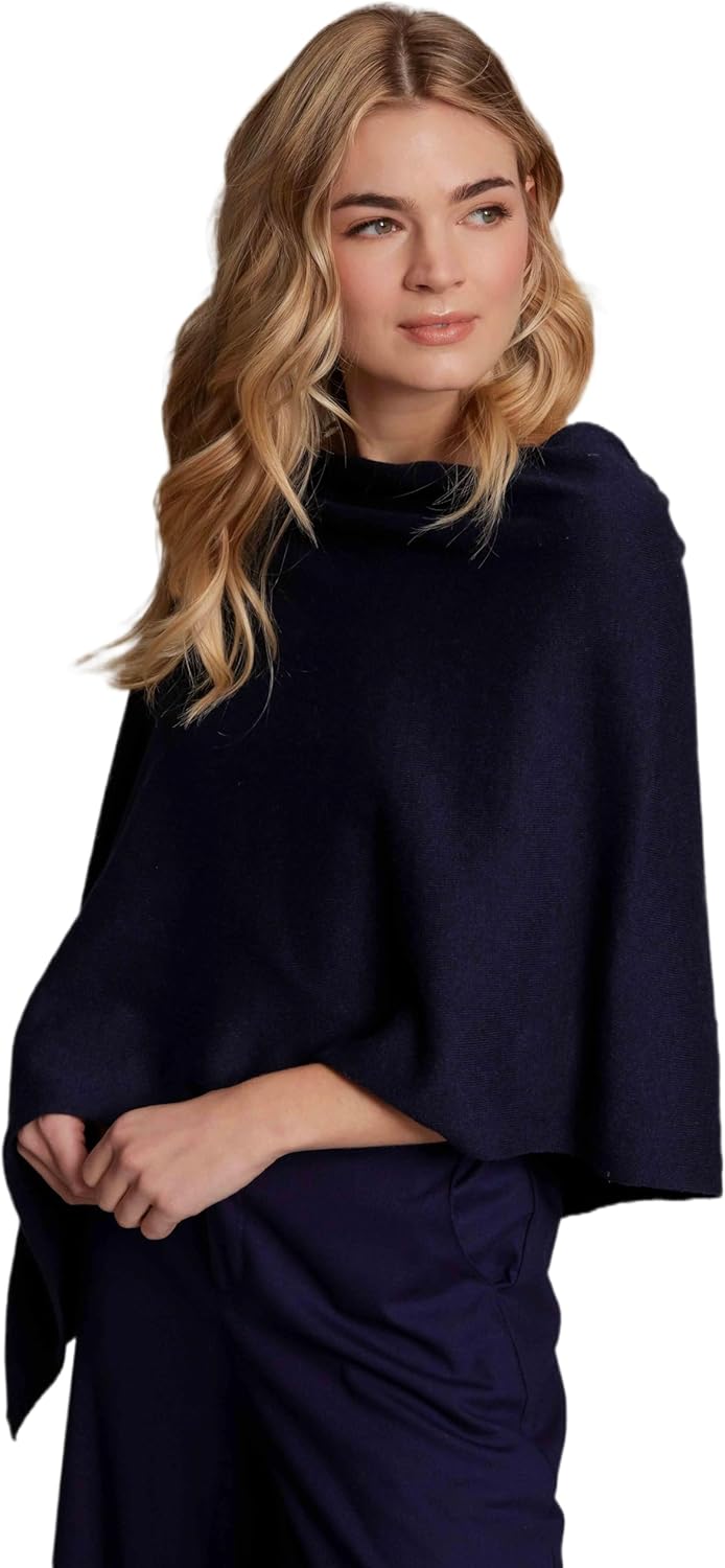 Caroline Grace Cashmere Blend Poncho by Alashan Lightweight & Super Soft - 95% Cotton 5% Cashmere - Great Gift Item