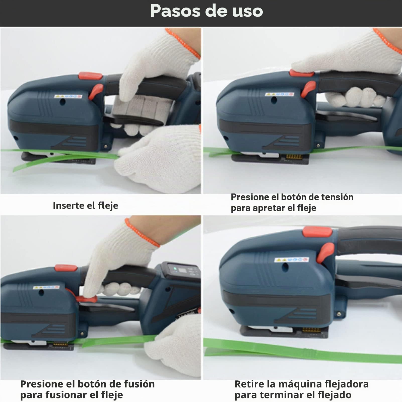 THERES Empacadora eléctrica de Mano, máquina flejadora Completamente automática, Herramienta de Embalaje con Pantalla Digital LED, flejado eléctrico para Correa Pet PP de 13-16mm