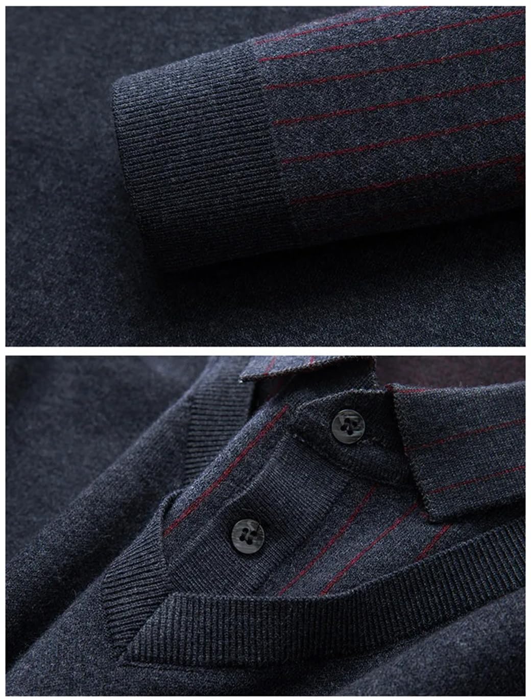 Polo da uomo a righe morbide tinta unita manica lunga business calda vestibilità ampia camicia casual