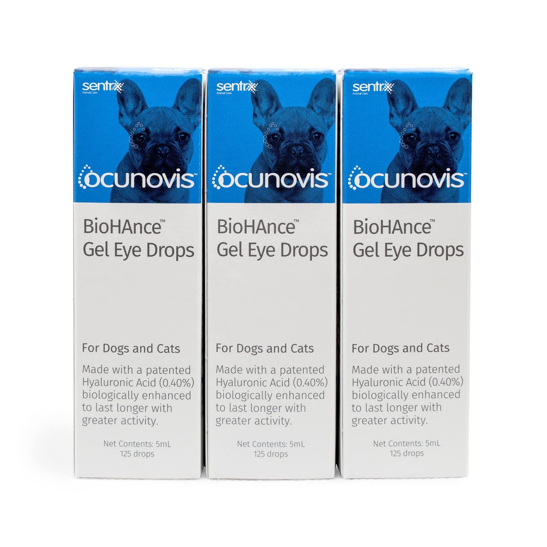 Ocunovis BioHAnce Gel Eye Lube Drops for Dogs and Cats (Pack of 3)