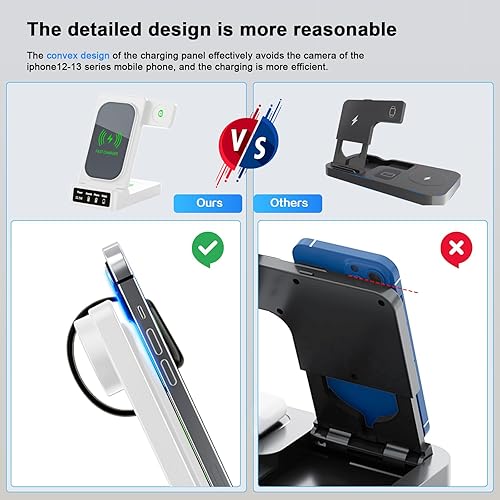 Miniatura 6 de Cargador inalámbrico estación de carga inalámbrica 3 en 1, soporte de cargador inalámbrico rápido de 22.5 W para iPhone 14131211 Pro Max XR XS 8