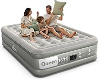 Vista 8 de iDOO - Colchón de aire tamaño matrimonial con bomba integrada, colchón inflable mejorado, ideal para campamento en casa y como cama de invitados