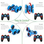 Hamdol Voiture de télécommande pour enfants, Hamdol 360° Rotation RC Voiture Stunt double-câble 4WD Véhicule électrique avec LED Lumières, 2.4GHz Rechargeable Voitures de Jouet pour les Garçons 6 7 8 9 10 11 12, Cadeau d'anniversaire