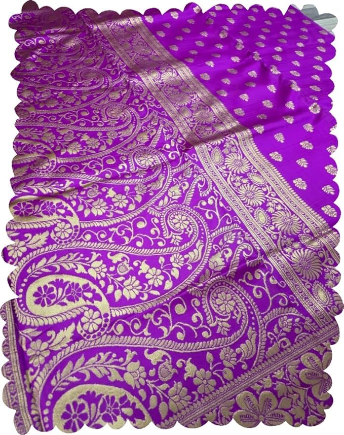 Wome's Soft Rajwadi Pashmina Silk Weaving Saree Kanjivaram With Kashmiri Thread Wooven Pallu Having Fancy Tassels Blouses Piecs-image-9