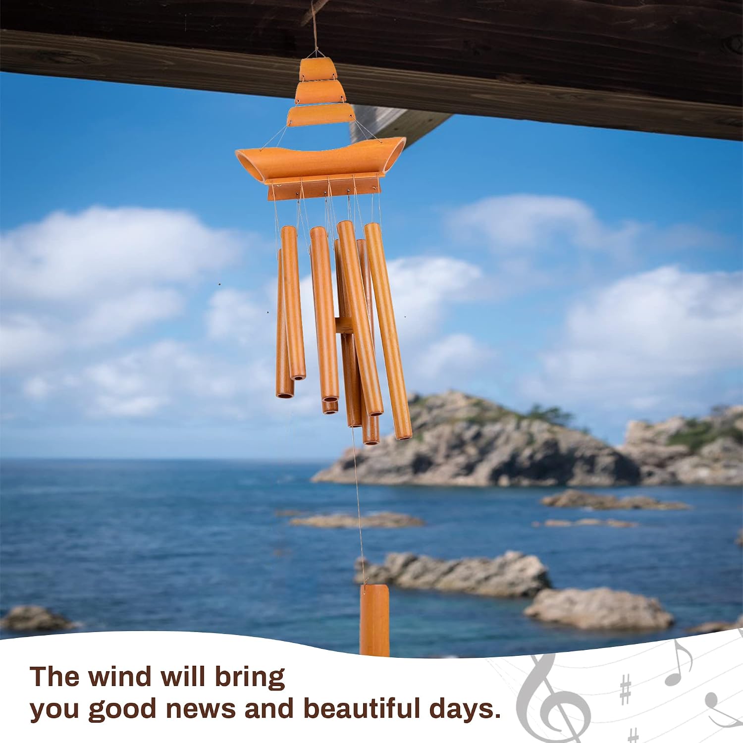 Bamboo Wind Chimes - Handmade Memorial Wind Chimes, Soothing Melodic Tones Chimes for Indoor and Outdoor, Windows Yard Decor, Best Gift for Mother's Day Father's Day or Birthday.