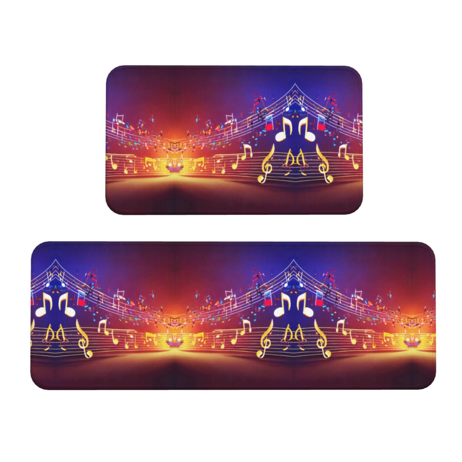 Tapis de cuisine au motif notes de musique colorées EdWal : lot de 2 parfaits pour le bureau