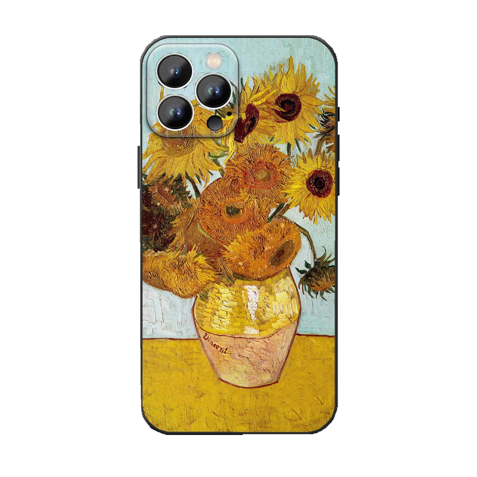 WMCFNG Compatible with iPhone 16 Pro Phone Case,Aesthetic Art Van Gogh Yellow Sunflower Phone Cover,Slim Shockproof Drop P...