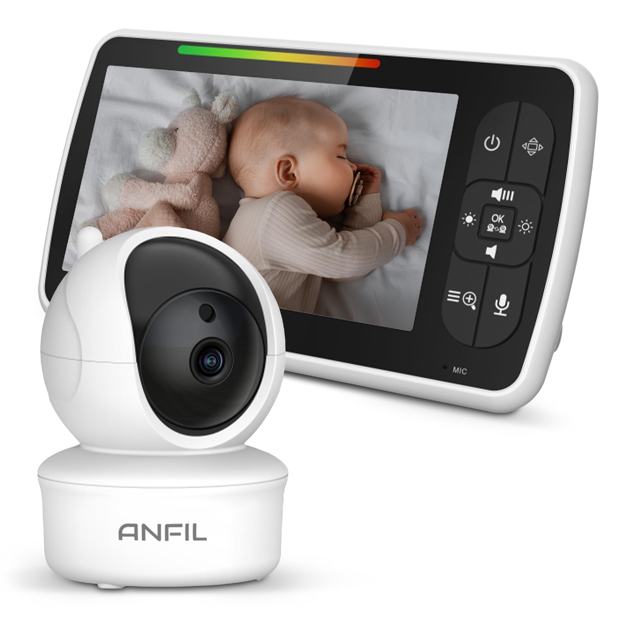 Baby Monitor Video E Audio ANFIL Con Schermo 5" - Visione Notturna, Audio Bidirezionale, Senza Wi-Fi