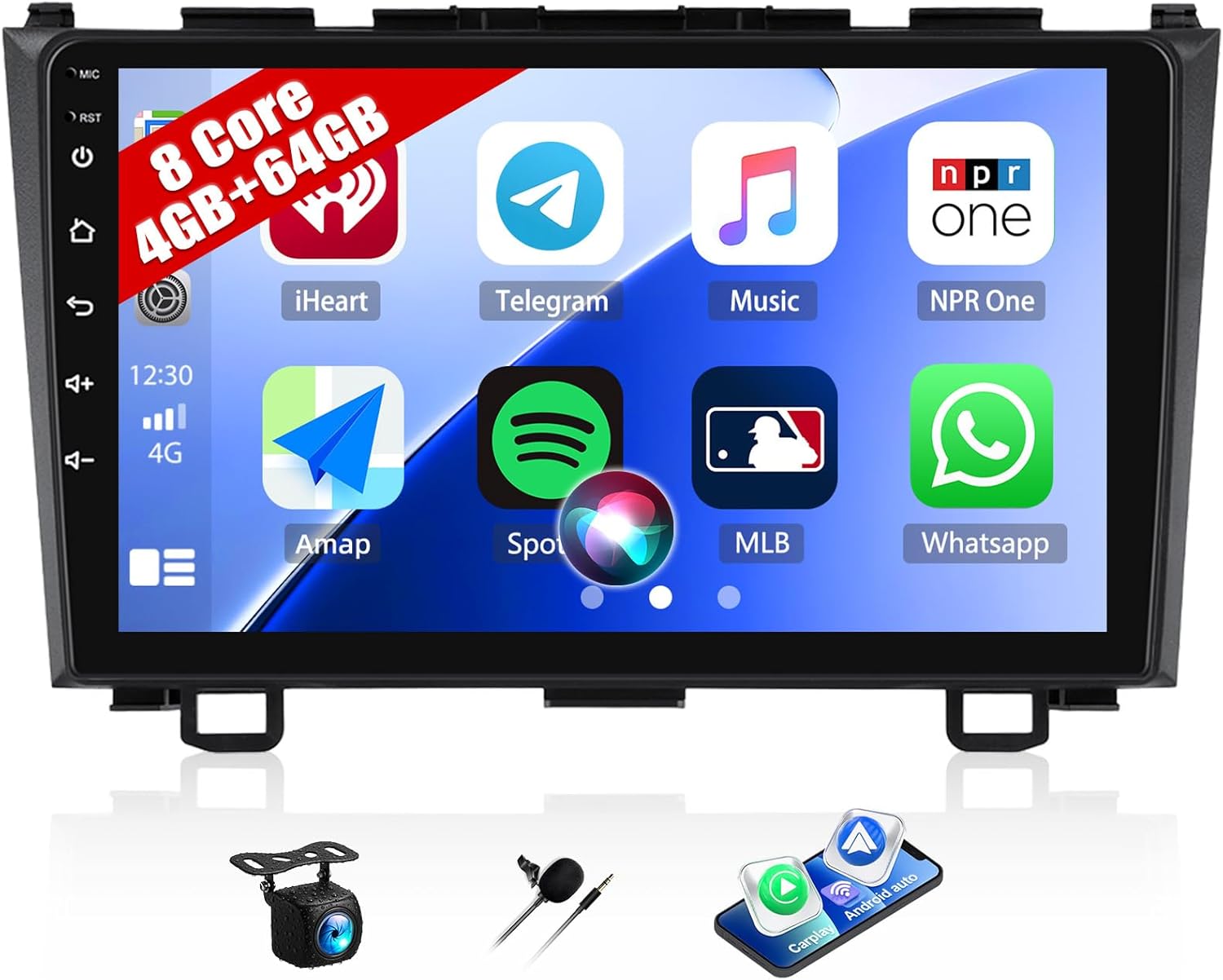 8 Core, 4G+64G Android 15 Car Stereo for Honda CRV 2007-2011 Wireless Apple Carplay Android Auto 9" 1280 * 720 IPS Touchscreen Car Radio 32 EQ DSP Bluetooth 5.0 59 UI FM/RDS GPS WiFi SWC+Backup Cam