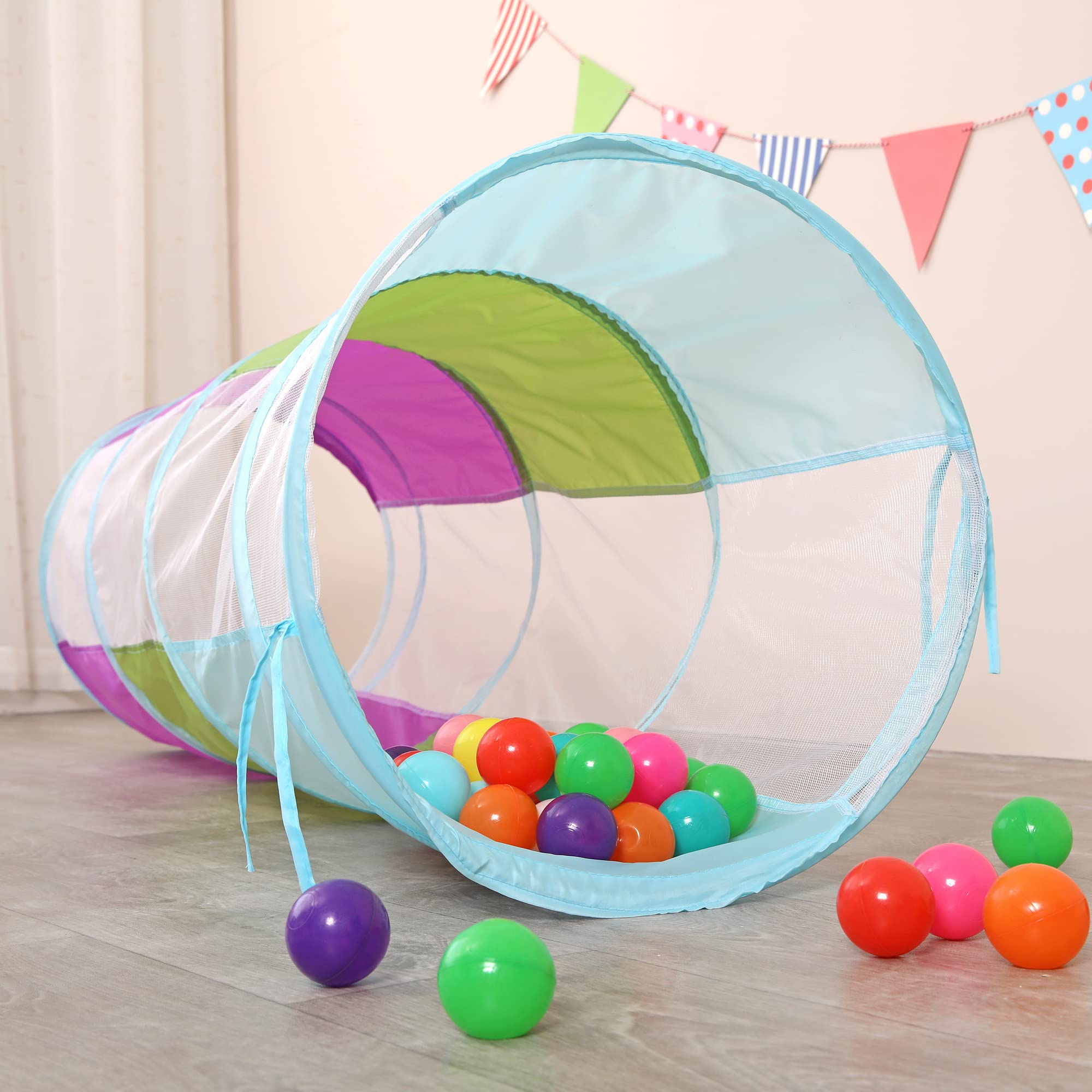 Túnel de juego gateando para niños [túnel de arco iris portátil emergente] para niños, niños pequeños, niños y niñas, mascotas, perros y gatos, juguetes para interiores y exteriores 5