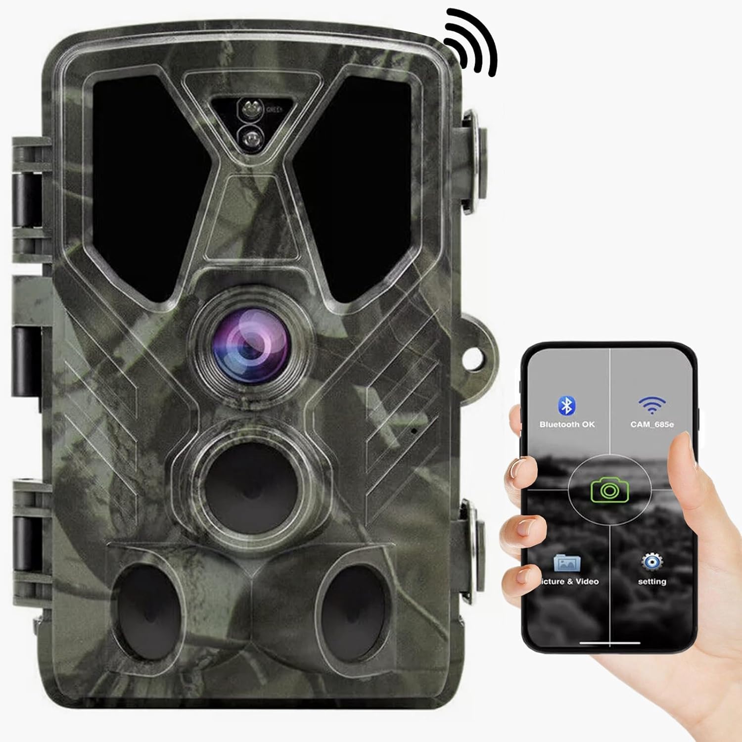 SuntekCam WiFi Trail Camera 4K 36MP Game Camera with 120° Detection Angle Night Vision Motion Activated IP66 Waterproof for Wildlife Deer Scouting Hunting with 32GB Memory Card