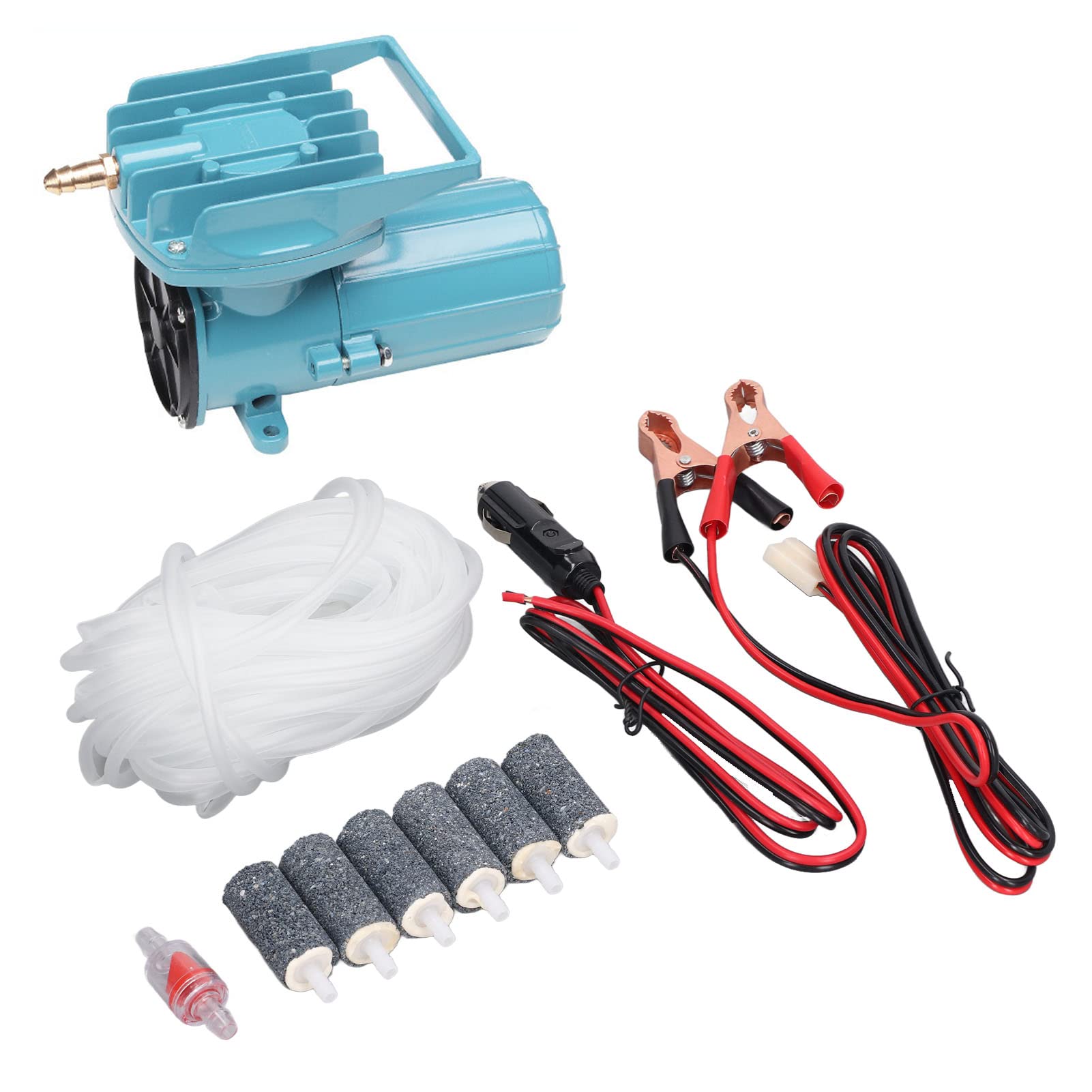Pompa Ad Ossigeno Per Acquario 3W, Portata 1.6 L/min, Silenziosa, Con Tubo 1.2m, 2 Pietre Aeree E Valvole Di Controllo