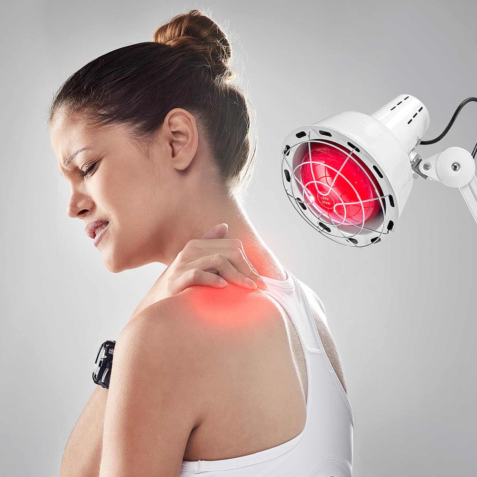 Dhouse 275W Infrarottherapie Infrarotlampe Infrarotstrahler Infrarot Lampe mit Bodenstativ Rotlichtlampe Wärmelampe Therapielampe Heizlampe Wärmetherapie Heizung Rotlichtlampe