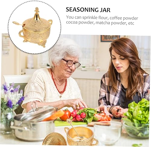 Miniatura 6 de Tarro de azúcar de metal vintage, caja de condimentos, botes de condimentos, macetas organizador de joyas con tapa y para encimera de cocina,