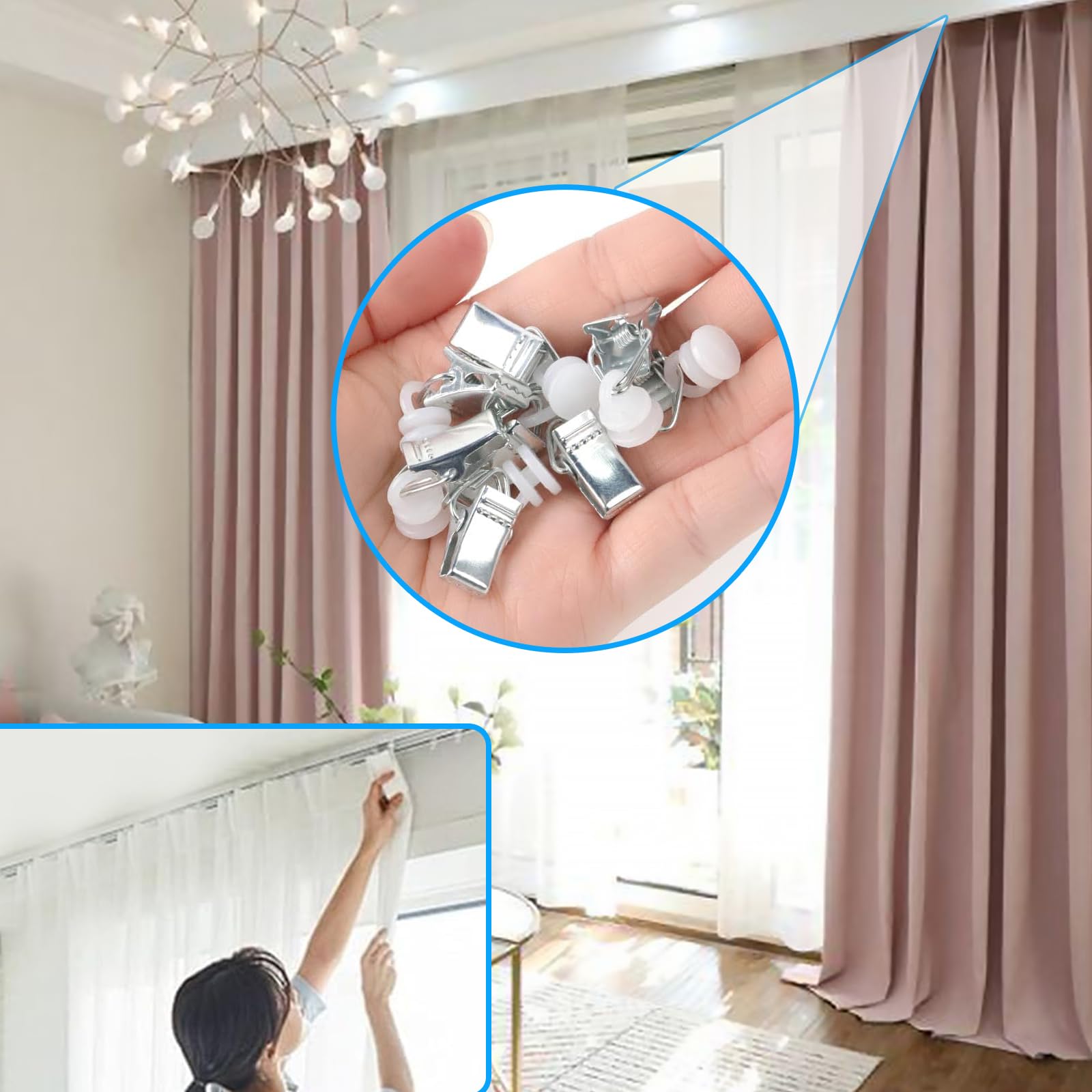 Confezione 100 Rulli Per Aste Mute Tende - Puleggia Plastica, Per Finestre E Bagno