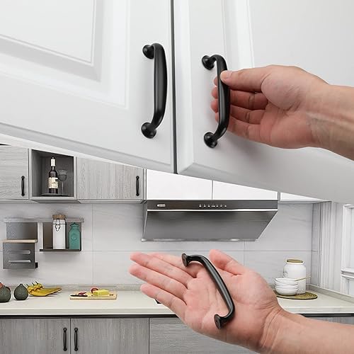 Miniatura 5 de Peaha LS7818BK96 - Tiradores de aluminio para cajones de 3-34 pulgadas, paquete de 10 unidades, color negro, LS7818BK96, tiradores de gabinete de