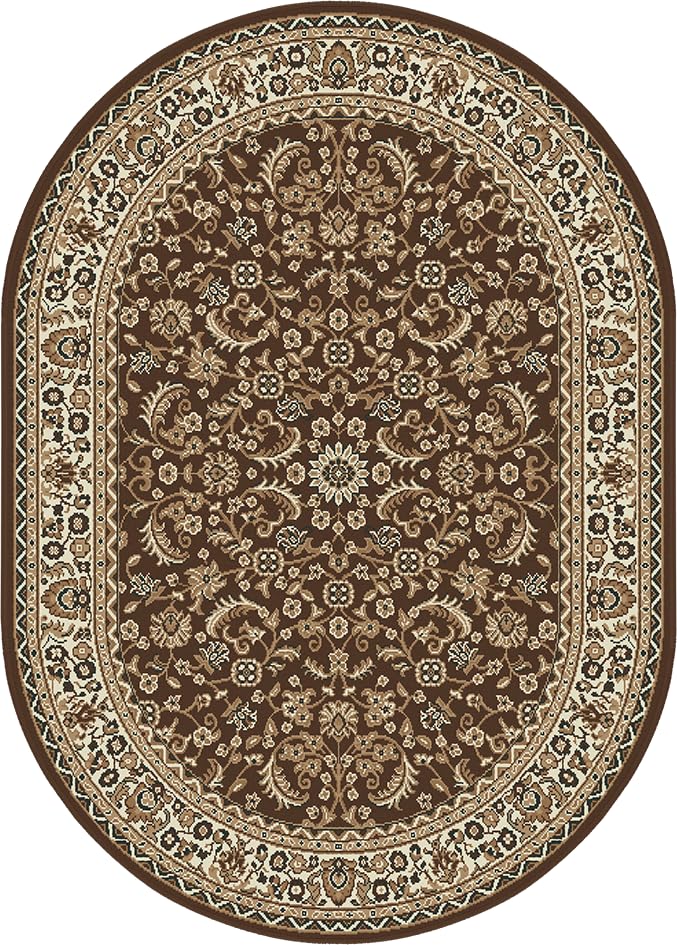 SrS Rugs® Round Circle Large Small Living Room Mat Rug 13 Designs 3 Sizes (Classical Brown, 160cm x 225cm Oval Shape)