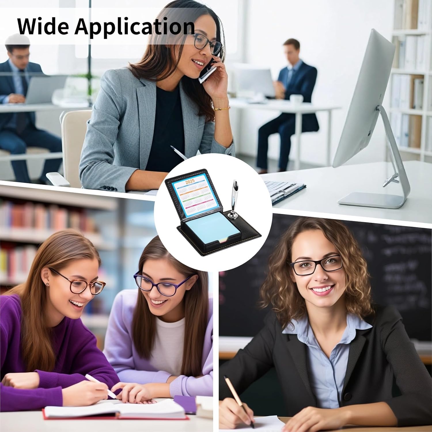 20-Piece Appreciation Sticky Note Holder with Pen, Pu Leather Memo Box, Gift for Teacher, Nurse, Or Coworker