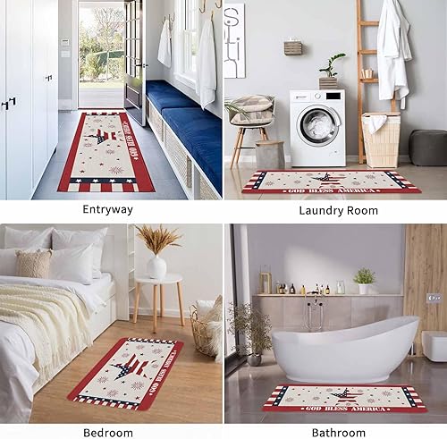 Vista 685 de Tapete de Feliz Navidad, tapete antideslizante para puerta delantera, baño, cocina, dormitorio, patio, entrada, 16 x 24 pulgadas, rojo, negro y verde