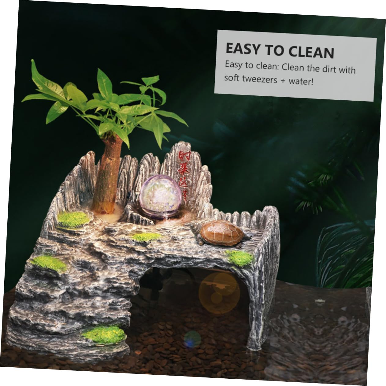 Terraza Solárium De Tortugas Plataforma Multifuncional para Acuario Adorno para Tortugas Oscuro para Hábitats Creativos De Acuarios Facilita El Acceso De Agua Su