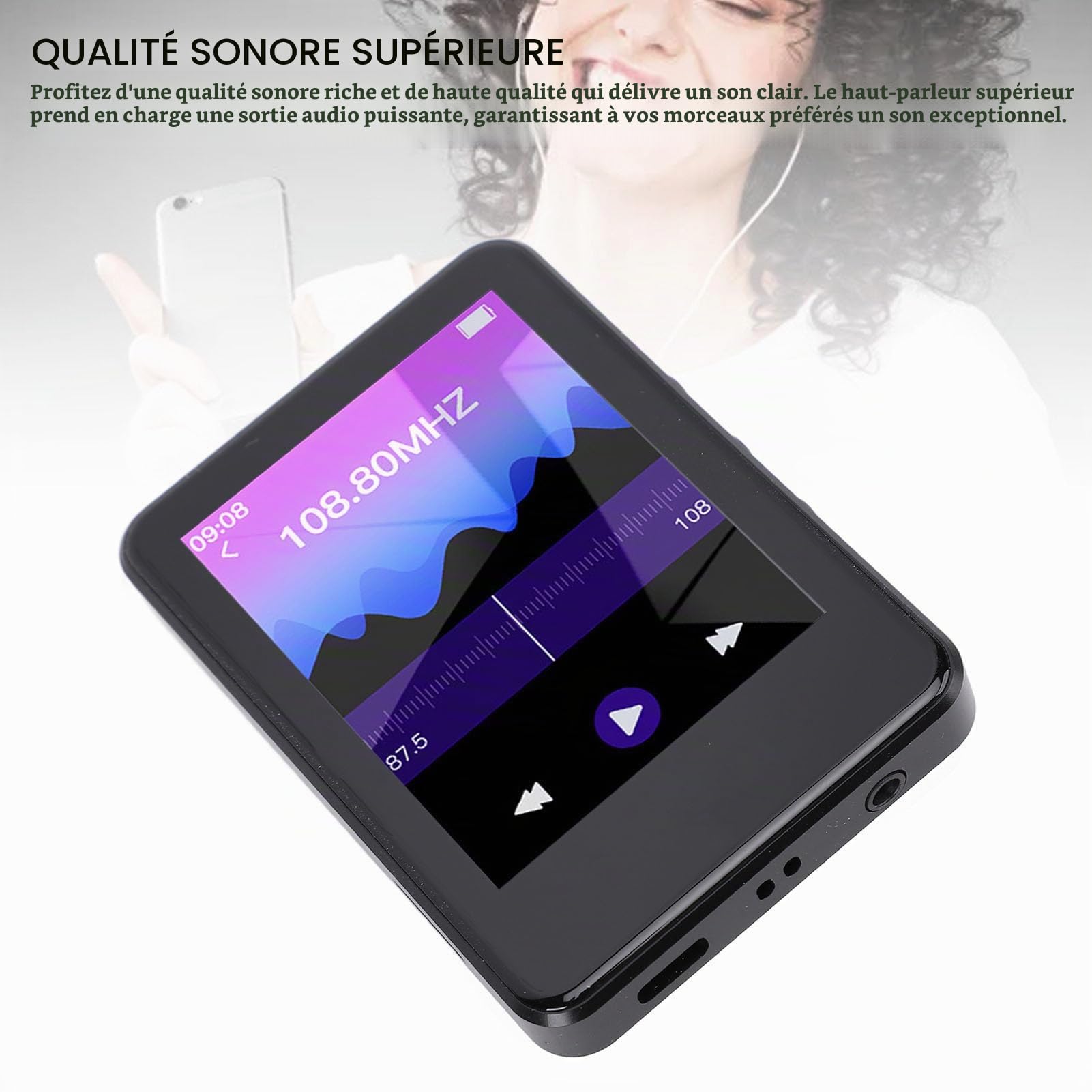 Garsent Lecteur MP4, Lecteur de Musique Bluetooth HD Touch Screen avec Appareil Photo Picture Radio Electronic Livre Conférencier Calculatrice de Haut-parleurs, Portable Sound Quality