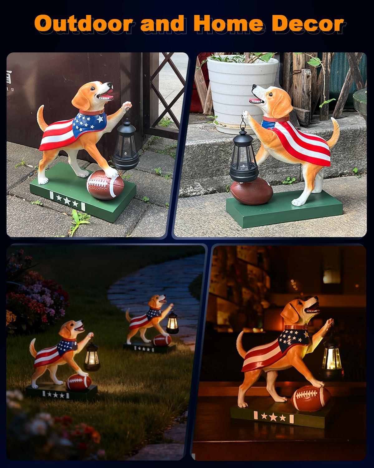 11.61 Inch Solar Dog Garden Statue with Lantern, Adorable Outdoor Garden Decor - Hand-Painted Figurine for Patio, Yard, Home - Ideal Gifts for Dog Lovers, Mom - Image 2